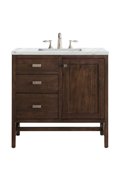 James Martin - Addison 36" Single Vanity, Mid-Century Acacia w/ 3 CM Ethereal Noctis Silestone Top - E444-V36-MCA-3ENC view 1
