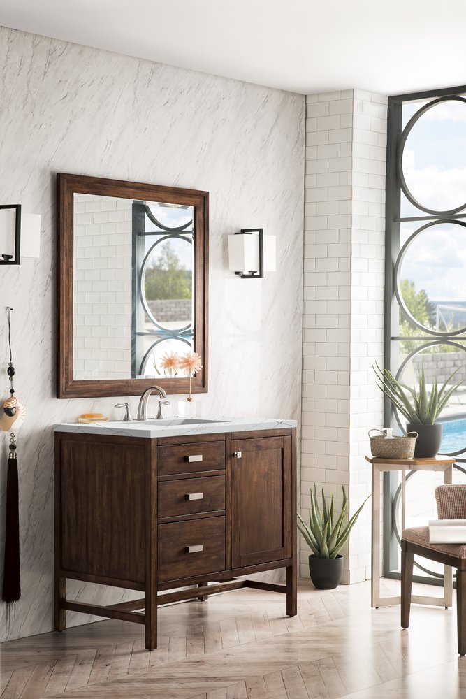 James Martin - Addison 36" Single Vanity, Mid-Century Acacia w/ 3 CM Ethereal Noctis Silestone Top - E444-V36-MCA-3ENC view 3