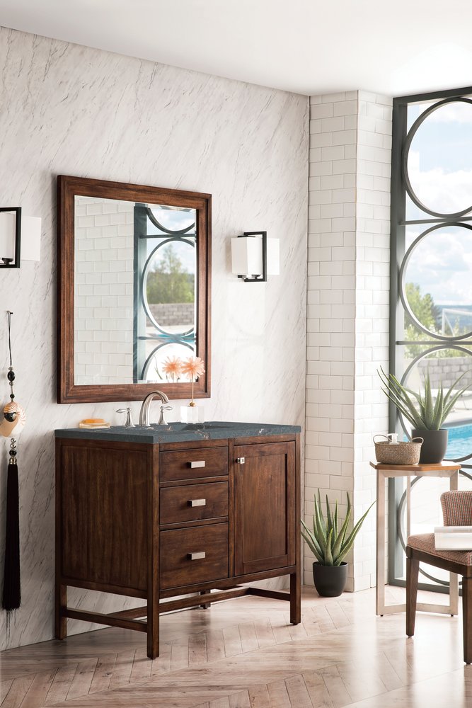 James Martin - Addison 36" Single Vanity, Mid-Century Acacia w/ 3 CM Parisien Bleu Silestone Top - E444-V36-MCA-3PBL view 3