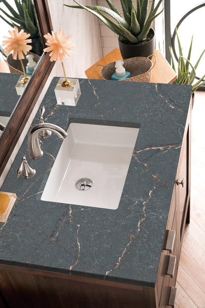 James Martin - Addison 36" Single Vanity, Mid-Century Acacia w/ 3 CM Parisien Bleu Silestone Top - E444-V36-MCA-3PBL view 5