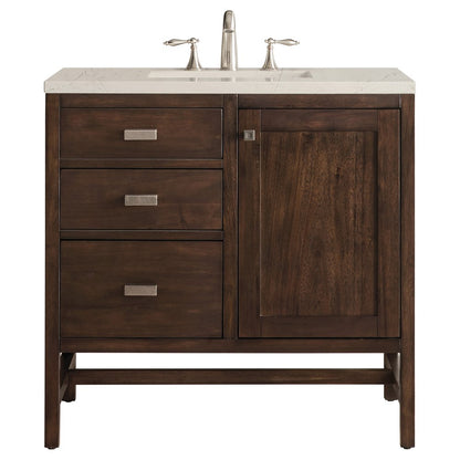 James Martin - Addison 36" Single Vanity, Mid-Century Acacia, w/ 3 CM Siberian Silestone Top - E444-V36-MCA-3SFR view 1