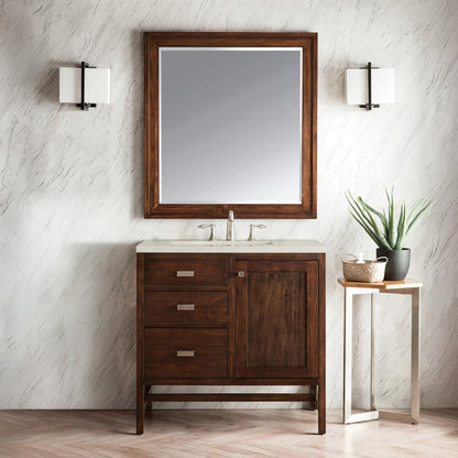 James Martin - Addison 36" Single Vanity, Mid-Century Acacia, w/ 3 CM Siberian Silestone Top - E444-V36-MCA-3SFR view 2