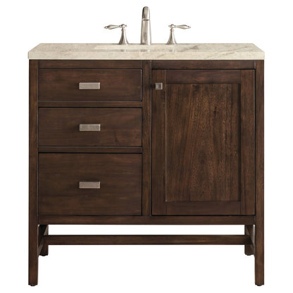 James Martin - Addison 36" Single Vanity, Mid-Century Acacia, w/ 3 CM Tajnar Eclos Top - E444-V36-MCA-3TJR view 1