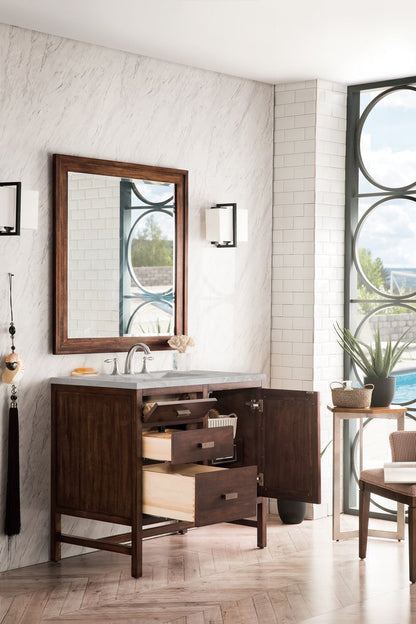 James Martin - Addison 36" Single Vanity, Mid-Century Acacia w/ 3 CM Victorian Silver Silestone Top - E444-V36-MCA-3VSL view 4