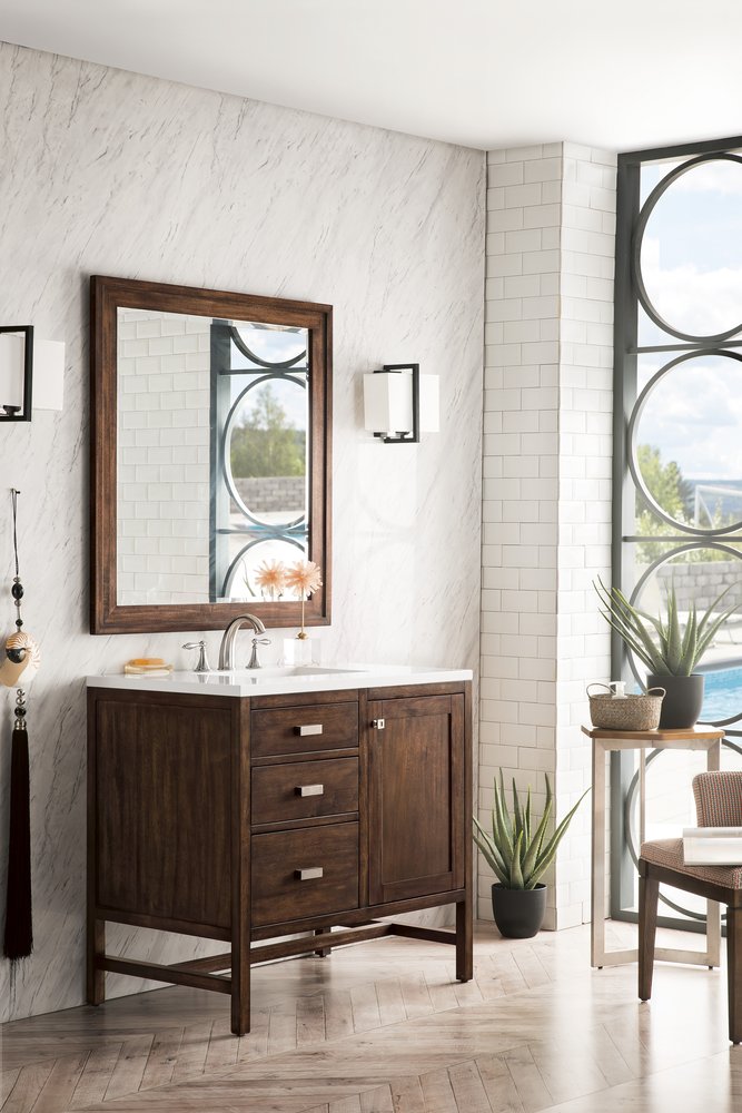 James Martin - Addison 36" Single Vanity, Mid-Century Acacia w/ 3 CM White Zeus Silestone Top - E444-V36-MCA-3WZ view 3