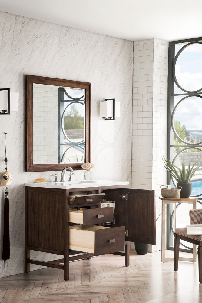 James Martin - Addison 36" Single Vanity, Mid-Century Acacia w/ 3 CM White Zeus Silestone Top - E444-V36-MCA-3WZ view 4