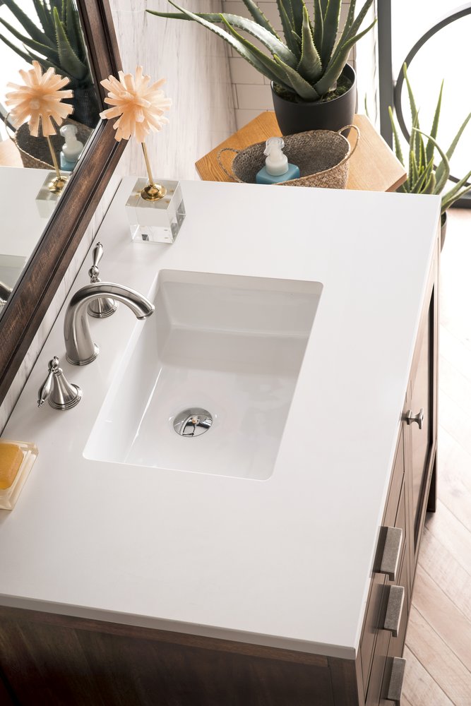 James Martin - Addison 36" Single Vanity, Mid-Century Acacia w/ 3 CM White Zeus Silestone Top - E444-V36-MCA-3WZ view 5
