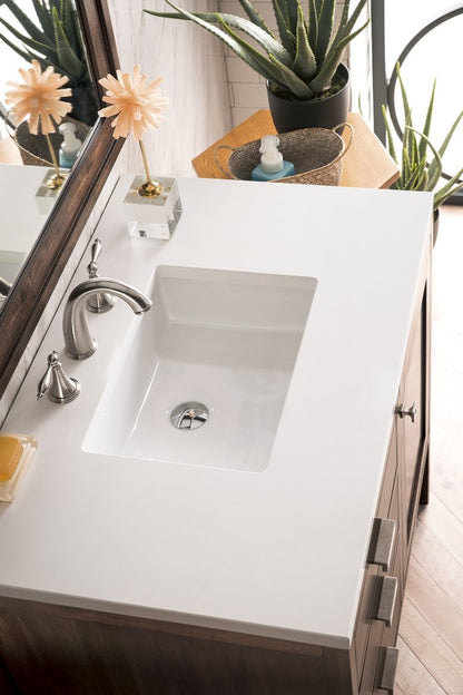 James Martin - Addison 36" Single Vanity, Mid-Century Acacia w/ 3 CM White Zeus Silestone Top - E444-V36-MCA-3WZ view 5