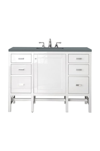 James Martin - Addison 48" Single Vanity, Glossy White w/ 3 CM Cala Blue Top - E444-V48-GW-3CBL view 1