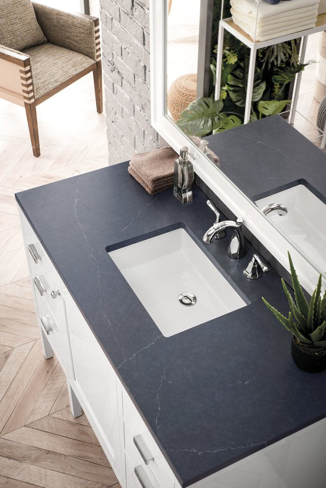 James Martin - Addison 48" Single Vanity, Glossy White w/ 3 CM Charcoal Soapstone Silestone Top - E444-V48-GW-3CSP view 3