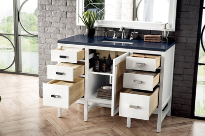 James Martin - Addison 48" Single Vanity, Glossy White w/ 3 CM Charcoal Soapstone Silestone Top - E444-V48-GW-3CSP view 4