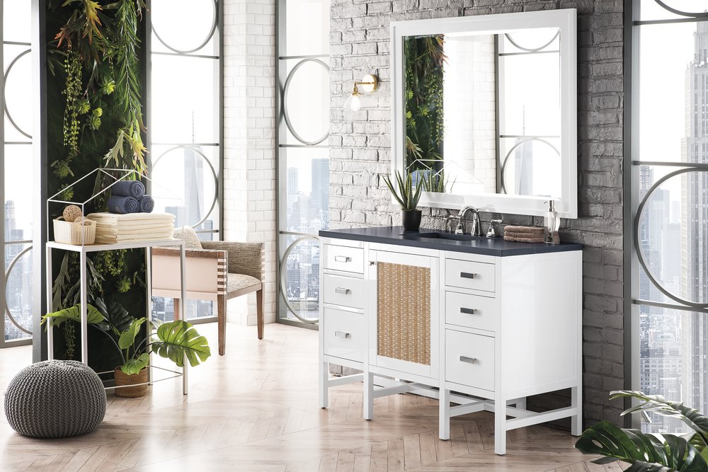 James Martin - Addison 48" Single Vanity, Glossy White w/ 3 CM Charcoal Soapstone Silestone Top - E444-V48-GW-3CSP view 5