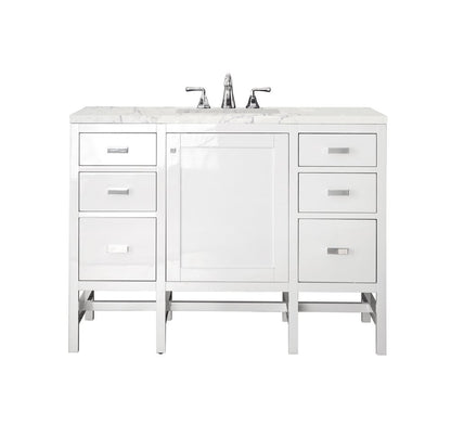 James Martin - Addison 48" Single Vanity, Glossy White w/ 3 CM Eternal Jasmine Pearl Silestone Top - E444-V48-GW-3EJP view 1