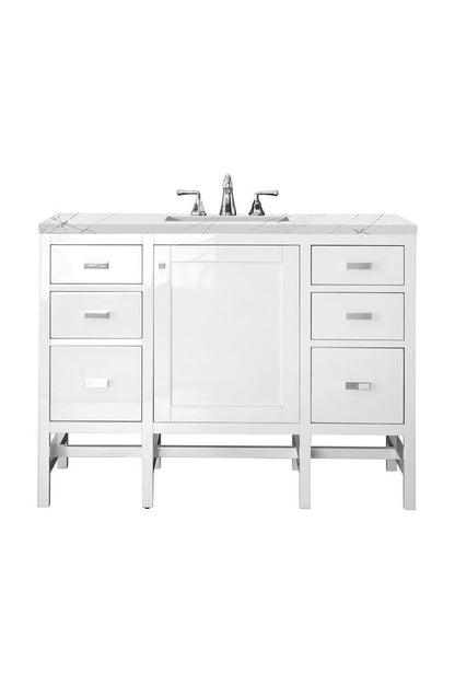 James Martin - Addison 48" Single Vanity, Glossy White w/ 3 CM Ethereal Noctis Top - E444-V48-GW-3ENC view 1