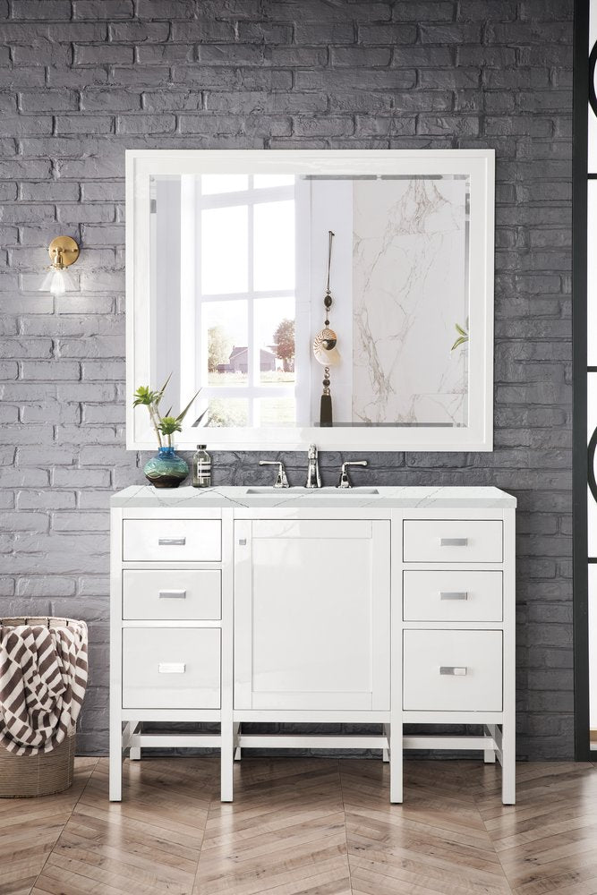 James Martin - Addison 48" Single Vanity, Glossy White w/ 3 CM Ethereal Noctis Top - E444-V48-GW-3ENC view 2