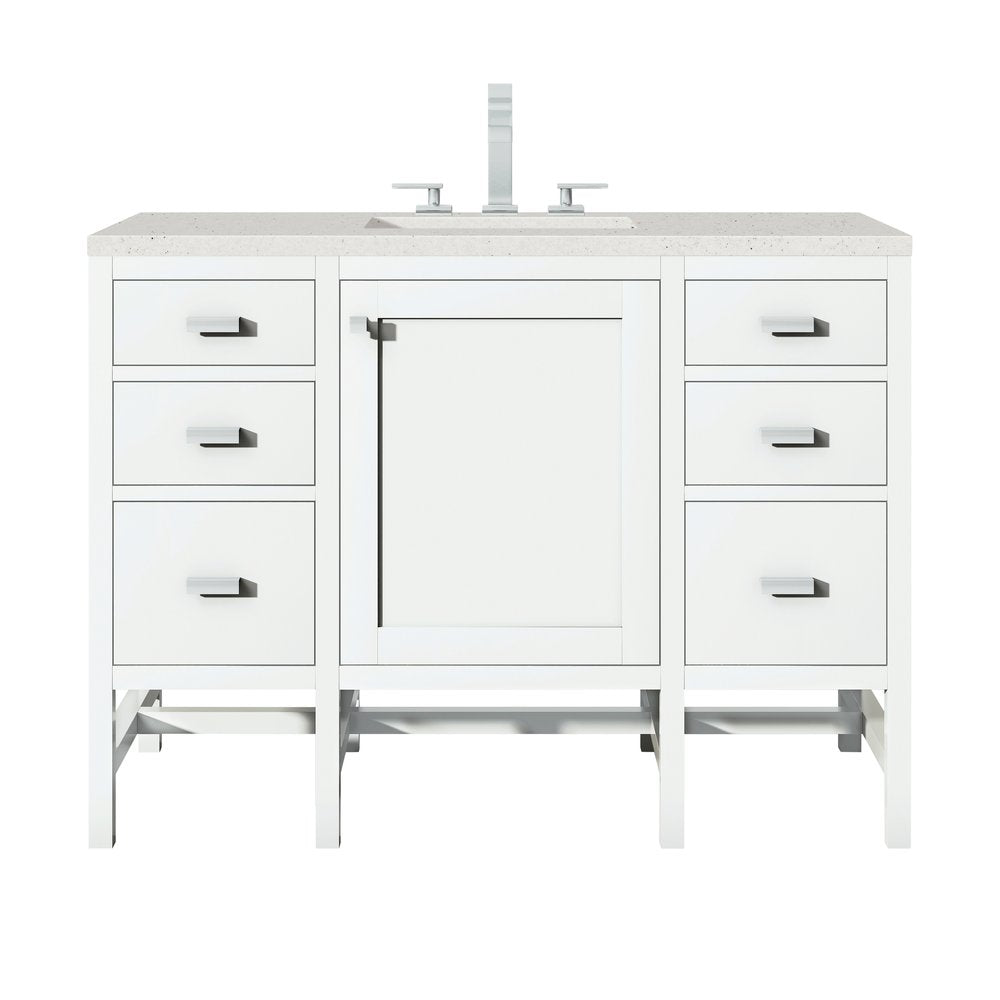 James Martin - Addison 48" Single Vanity, Glossy White w/ 3 CM Lime Delight Silestone Top - E444-V48-GW-3LDL view 1