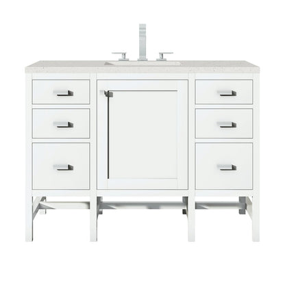 James Martin - Addison 48" Single Vanity, Glossy White w/ 3 CM Lime Delight Silestone Top - E444-V48-GW-3LDL view 1