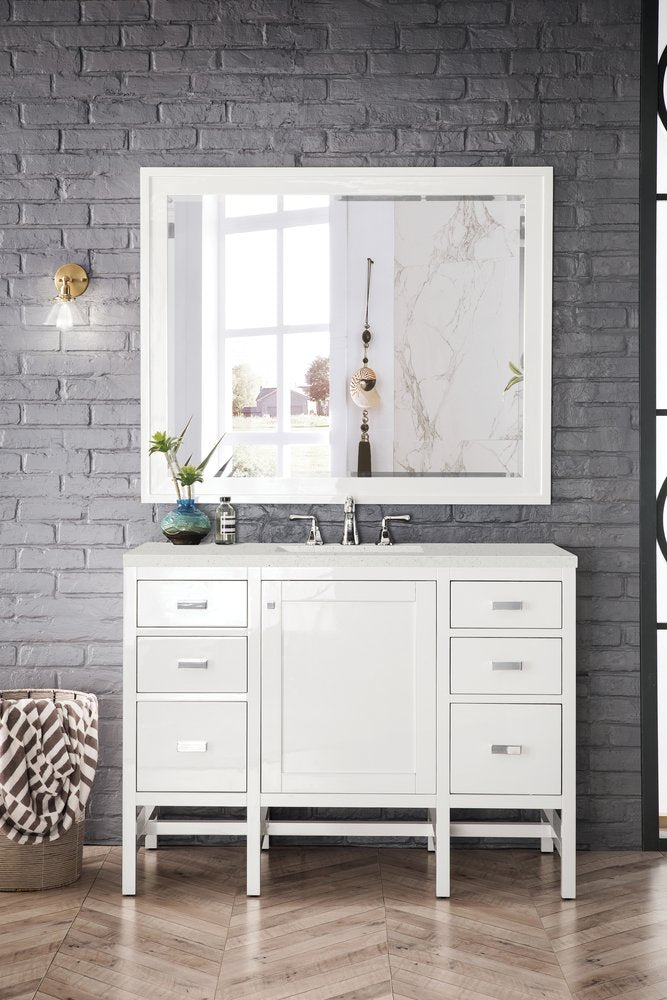 James Martin - Addison 48" Single Vanity, Glossy White w/ 3 CM Lime Delight Silestone Top - E444-V48-GW-3LDL view 2