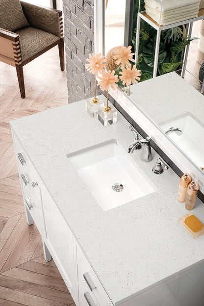 James Martin - Addison 48" Single Vanity, Glossy White w/ 3 CM Lime Delight Silestone Top - E444-V48-GW-3LDL view 5