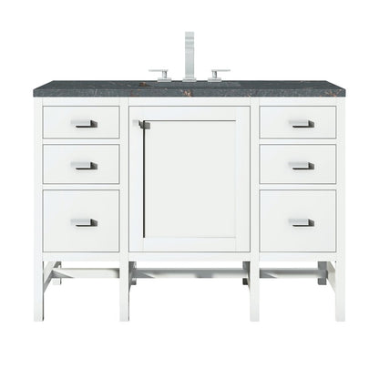 James Martin - Addison 48" Single Vanity, Glossy White w/ 3 CM Parisien Bleu Silestone Top - E444-V48-GW-3PBL view 1