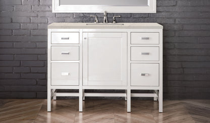 James Martin - Addison 48" Single Vanity, Glossy White, w/ 3 CM Siberian Silestone Top - E444-V48-GW-3SFR view 1
