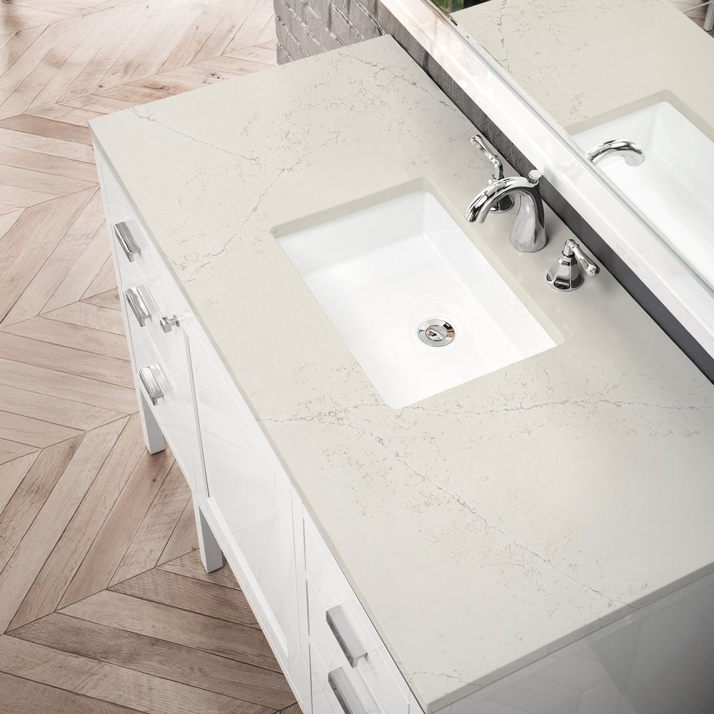 James Martin - Addison 48" Single Vanity, Glossy White, w/ 3 CM Siberian Silestone Top - E444-V48-GW-3SFR view 3