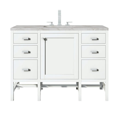 James Martin - Addison 48" Single Vanity, Glossy White w/ 3 CM Victorian Silver Silestone Top - E444-V48-GW-3VSL view 1