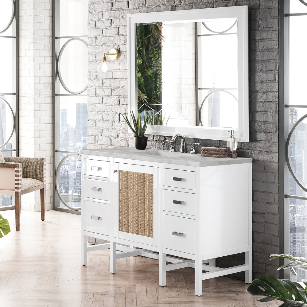 James Martin - Addison 48" Single Vanity, Glossy White w/ 3 CM Victorian Silver Silestone Top - E444-V48-GW-3VSL view 3