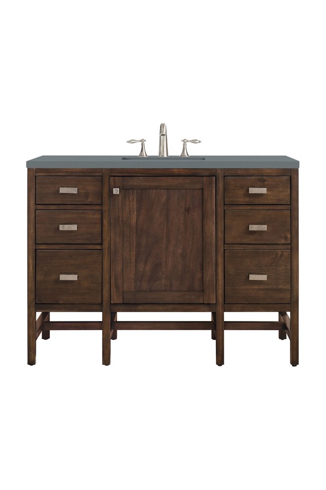 James Martin - Addison 48" Single Vanity, Mid-Century Acacia w/ 3 CM Cala Blue Silestone Top - E444-V48-MCA-3CBL view 1