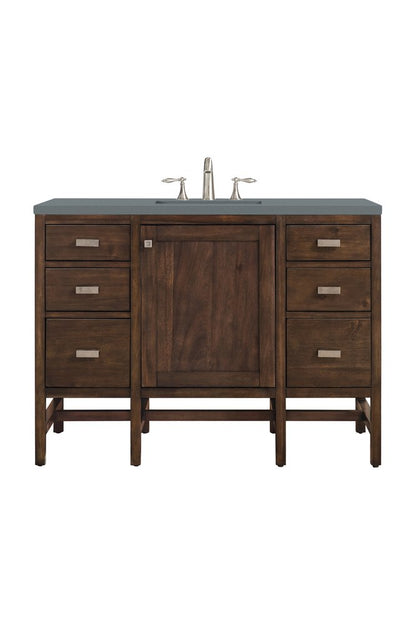 James Martin - Addison 48" Single Vanity, Mid-Century Acacia w/ 3 CM Cala Blue Silestone Top - E444-V48-MCA-3CBL view 1