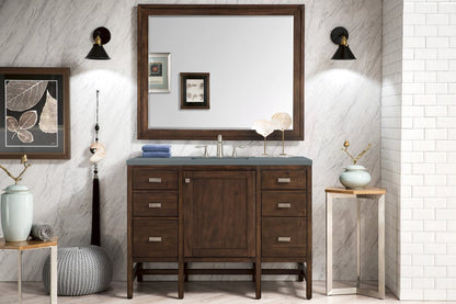 James Martin - Addison 48" Single Vanity, Mid-Century Acacia w/ 3 CM Cala Blue Silestone Top - E444-V48-MCA-3CBL view 2