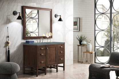 James Martin - Addison 48" Single Vanity, Mid-Century Acacia w/ 3 CM Cala Blue Silestone Top - E444-V48-MCA-3CBL view 3