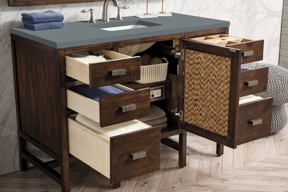 James Martin - Addison 48" Single Vanity, Mid-Century Acacia w/ 3 CM Cala Blue Silestone Top - E444-V48-MCA-3CBL view 4