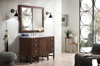 James Martin - Addison 48" Single Vanity, Mid-Century Acacia w/ 3 CM Carrara White Top - E444-V48-MCA-3CAR view 3