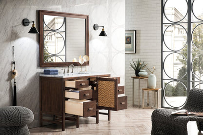 James Martin - Addison 48" Single Vanity, Mid-Century Acacia w/ 3 CM Carrara White Top - E444-V48-MCA-3CAR view 7