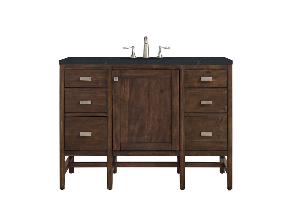 James Martin - Addison 48" Single Vanity, Mid-Century Acacia w/ 3 CM Charcoal Soapstone Silestone Top - E444-V48-MCA-3CSP view 1
