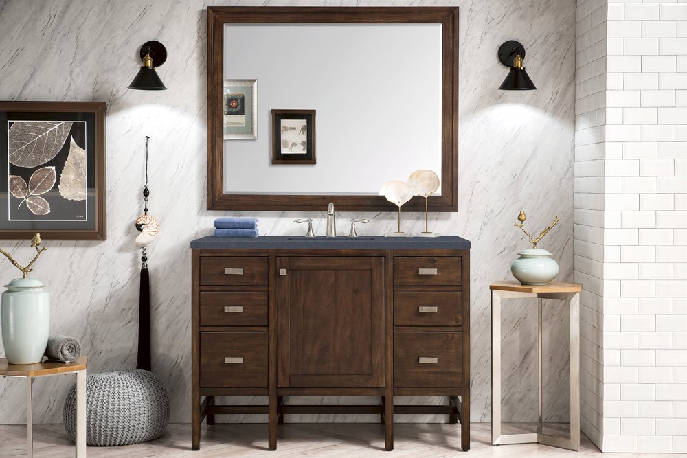 James Martin - Addison 48" Single Vanity, Mid-Century Acacia w/ 3 CM Charcoal Soapstone Silestone Top - E444-V48-MCA-3CSP view 2