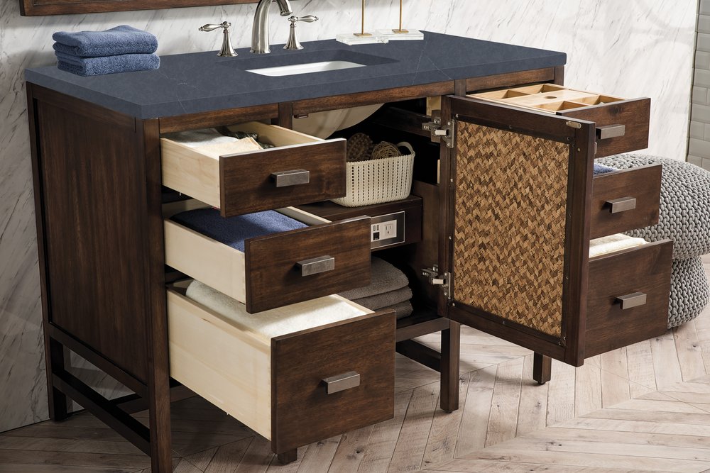 James Martin - Addison 48" Single Vanity, Mid-Century Acacia w/ 3 CM Charcoal Soapstone Silestone Top - E444-V48-MCA-3CSP view 4