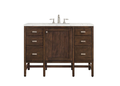 James Martin - Addison 48" Single Vanity, Mid-Century Acacia w/ 3 CM Eternal Jasmine Pearl Silestone Top - E444-V48-MCA-3EJP view 1