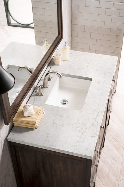 James Martin - Addison 48" Single Vanity, Mid-Century Acacia w/ 3 CM Eternal Jasmine Pearl Silestone Top - E444-V48-MCA-3EJP view 3