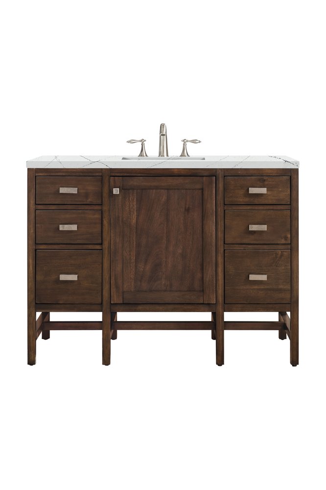 James Martin - Addison 48" Single Vanity, Mid-Century Acacia w/ 3 CM Ethereal Noctis Silestone Top - E444-V48-MCA-3ENC view 1