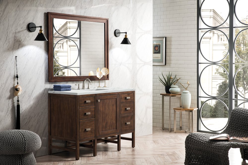 James Martin - Addison 48" Single Vanity, Mid-Century Acacia w/ 3 CM Ethereal Noctis Silestone Top - E444-V48-MCA-3ENC view 3