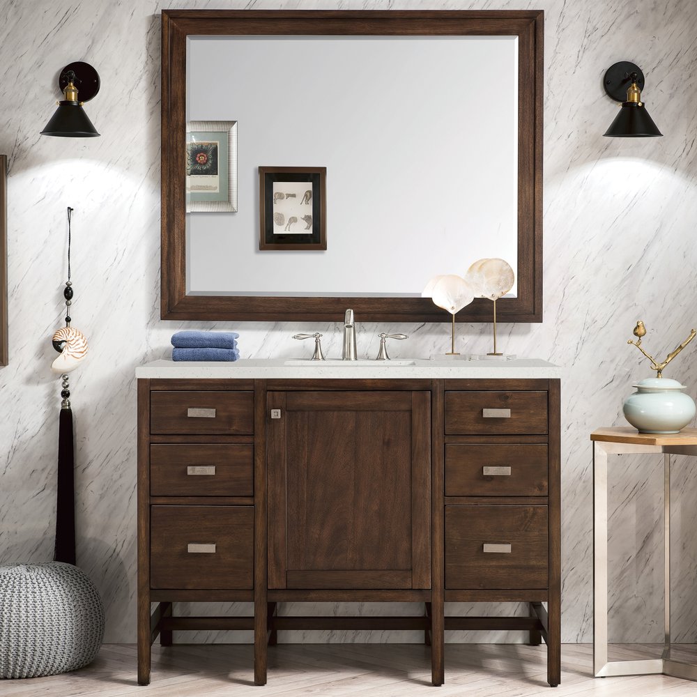 James Martin - Addison 48" Single Vanity, Mid-Century Acacia w/ 3 CM Lime Delight Silestone Top - E444-V48-MCA-3LDL view 2