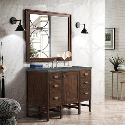 James Martin - Addison 48" Single Vanity, Mid-Century Acacia w/ 3 CM Parisien Bleu Silestone Top - E444-V48-MCA-3PBL view 3