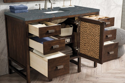 James Martin - Addison 48" Single Vanity, Mid-Century Acacia w/ 3 CM Parisien Bleu Silestone Top - E444-V48-MCA-3PBL view 4