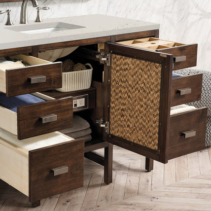 James Martin - Addison 48" Single Vanity, Mid-Century Acacia, w/ 3 CM Siberian Silestone Top - E444-V48-MCA-3SFR view 3