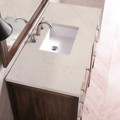 James Martin - Addison 48" Single Vanity, Mid-Century Acacia, w/ 3 CM Siberian Silestone Top - E444-V48-MCA-3SFR view 4