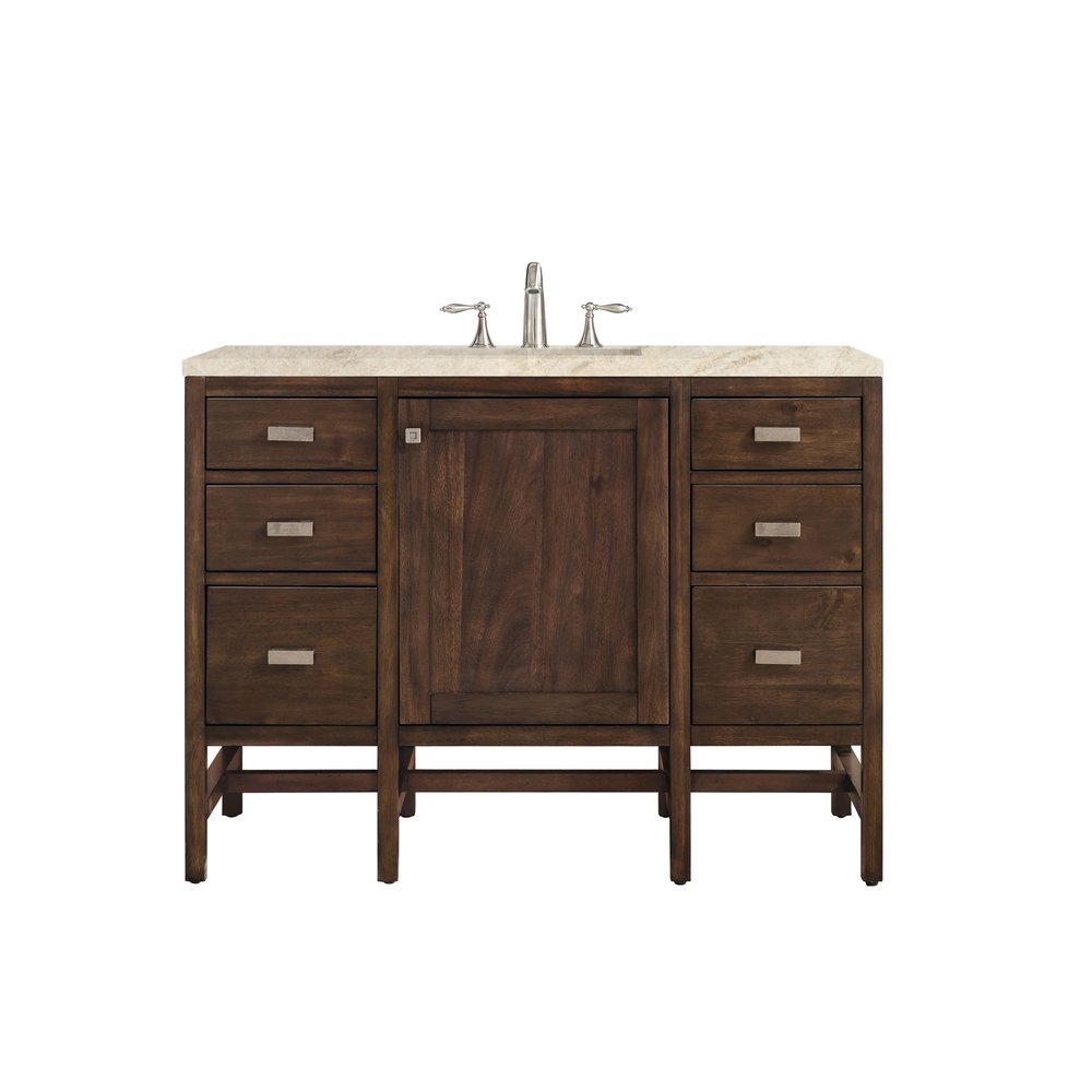 James Martin - Addison 48" Single Vanity, Mid-Century Acacia, w/ 3 CM Tajnar Eclos Top - E444-V48-MCA-3TJR view 1