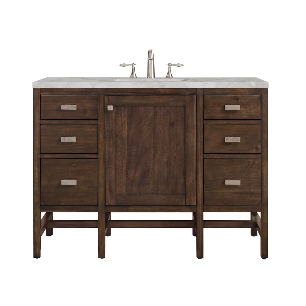 James Martin - Addison 48" Single Vanity, Mid-Century Acacia w/ 3 CM Victorian Silver Silestone Top - E444-V48-MCA-3VSL view 1