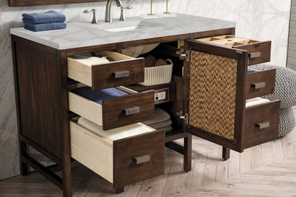 James Martin - Addison 48" Single Vanity, Mid-Century Acacia w/ 3 CM Victorian Silver Silestone Top - E444-V48-MCA-3VSL view 4